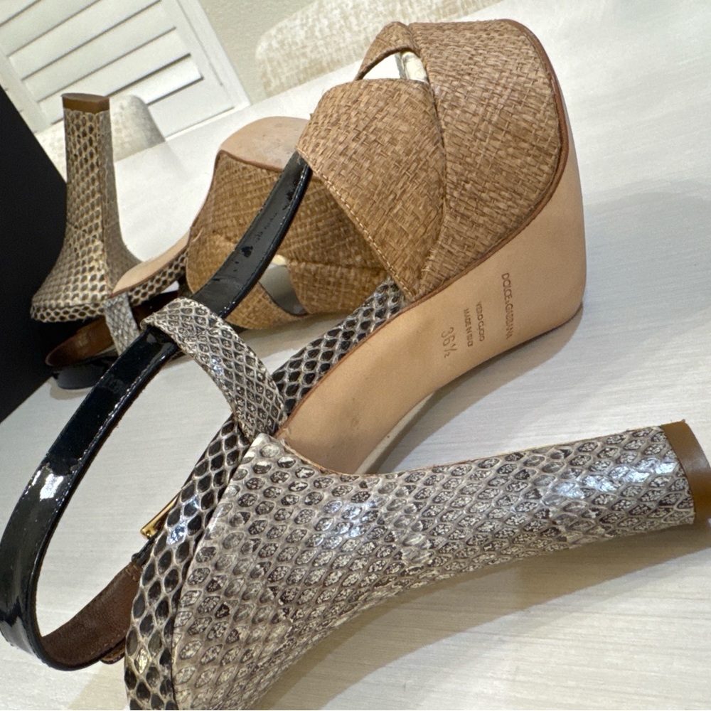 Dolce & Gabbana Raffia Python Heels 36.5 Spring Exotic Italy - Picture 6 of 9